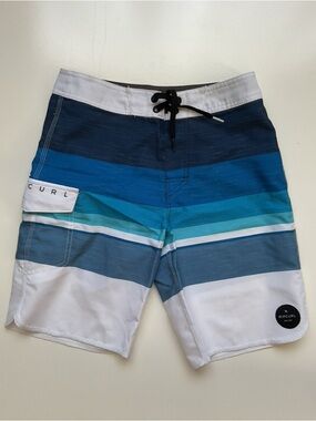 Rip Curl Sz 26 (12) Board Shorts/Swim Trunks, Striped Blue, White